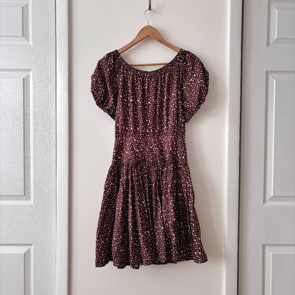 J. Crew Drop Waist Cotton Poplin Mini Dress in Mocha Floral - Picture 7 of 8